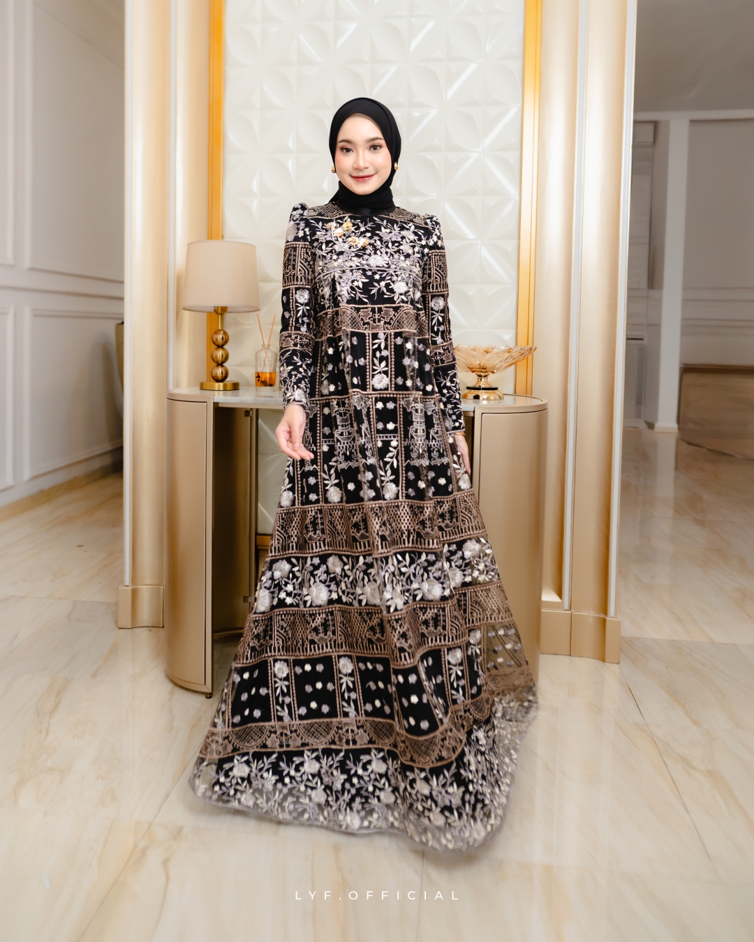 FEED 9A11 EXCLUSVIE BLACK - CELINORA SERIES - ROSY DRESS - LACE KISWA