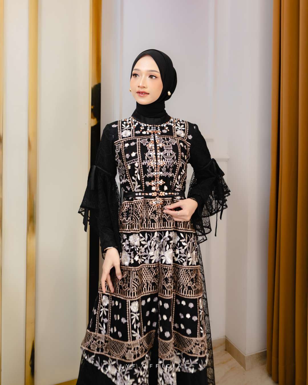 FEED 9A9 EXCLUSVIE BLACK - SENANDUNG CINTA SERIES - DANIA DRESS - LACE KISWA